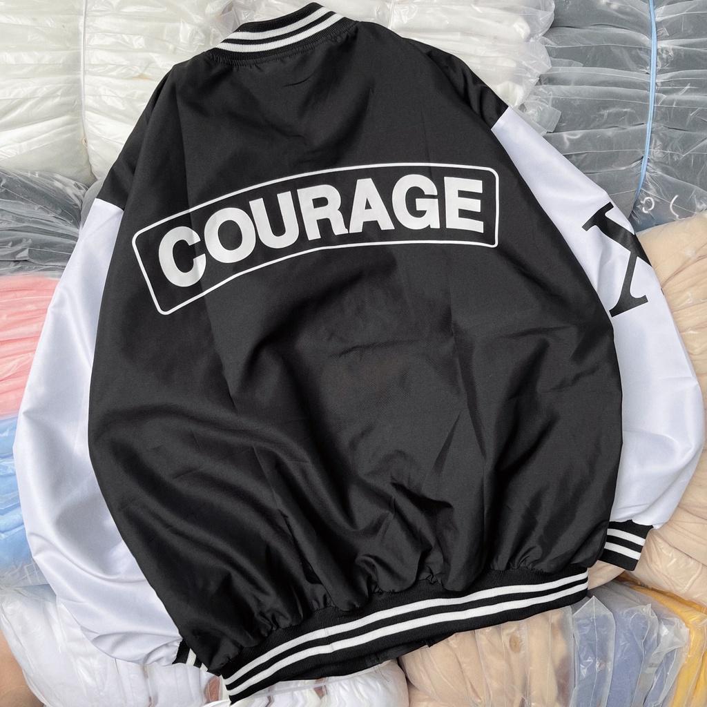 Áo khoác dù chữ F bomber cúc bấm 2 lớp in logo COURAGE khoác ngoài mùa hè rẻ đẹp