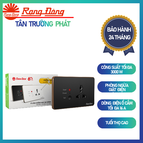 Ổ cắm âm tường chống giật chính hãng Rạng Đông, đảm bảo an toàn khi sử dụng OCAT01 1C/16A