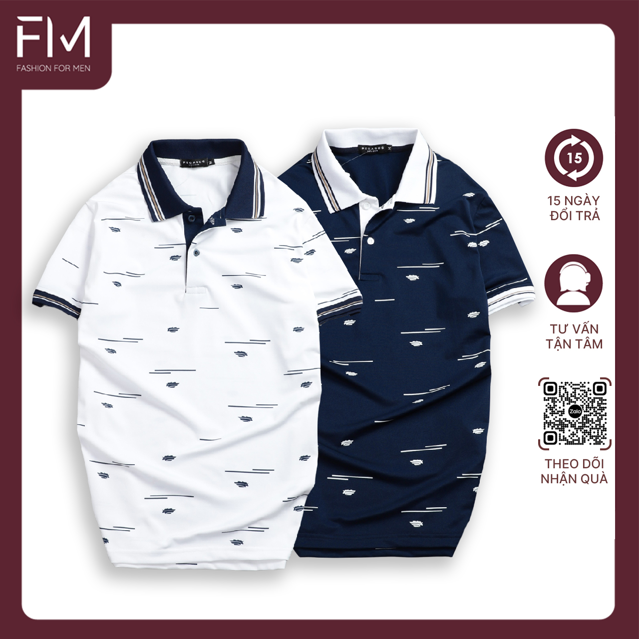 Áo polo ngắn tay nam, chất thun poly mát mẻ, họa tiết kẻ sọc nhỏ kiểu dáng bo viền trẻ trung - FORMEN SHOP - FMPS197