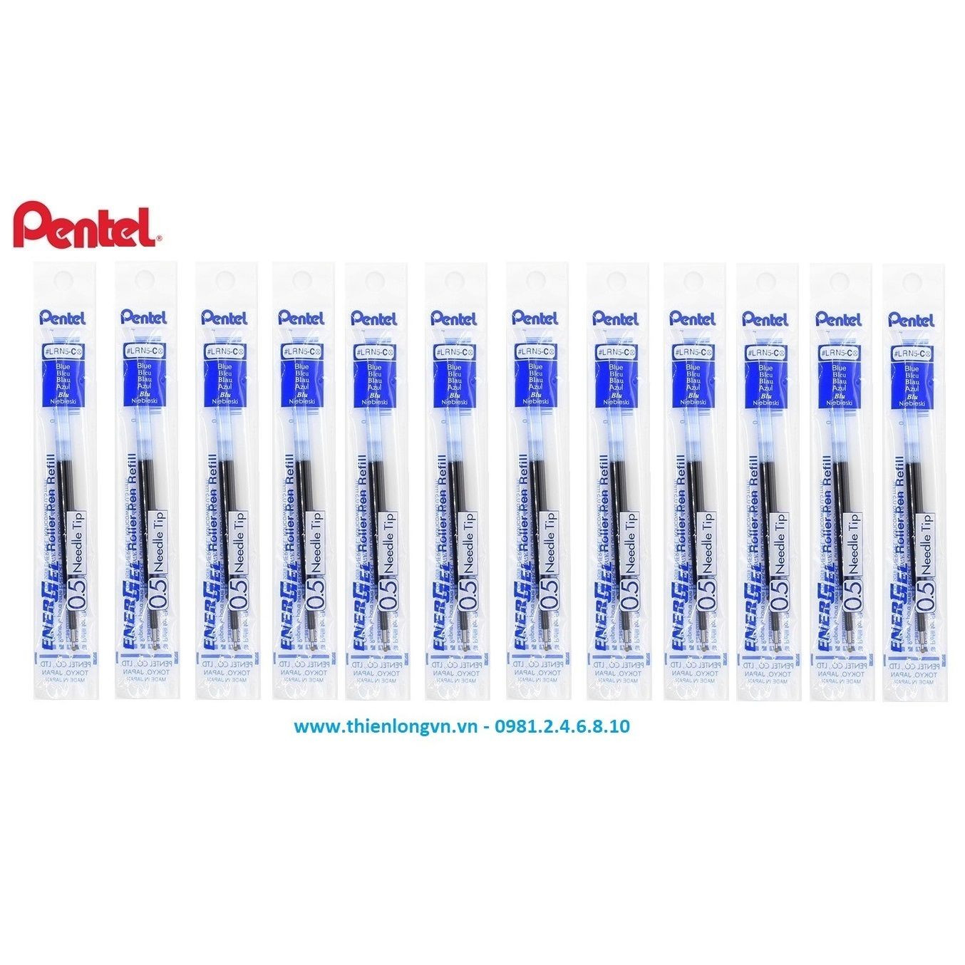 Hộp 12 Ruột bút nước energel Pentel LRN5 màu xanh 0.5mm