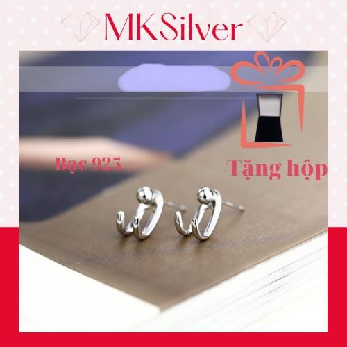 Hoa tai bạc nữ, bông tai nữ bạc 925 mạ bạch kim hình chữ móc chữ V cá tinh phong cách HQ.