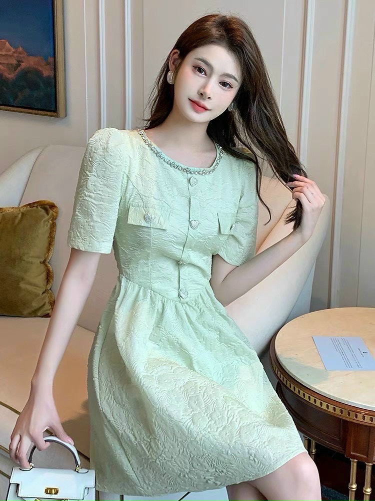 ĐẦM SUÔNG TRƠN TAY NGẮN XANH NGỌC