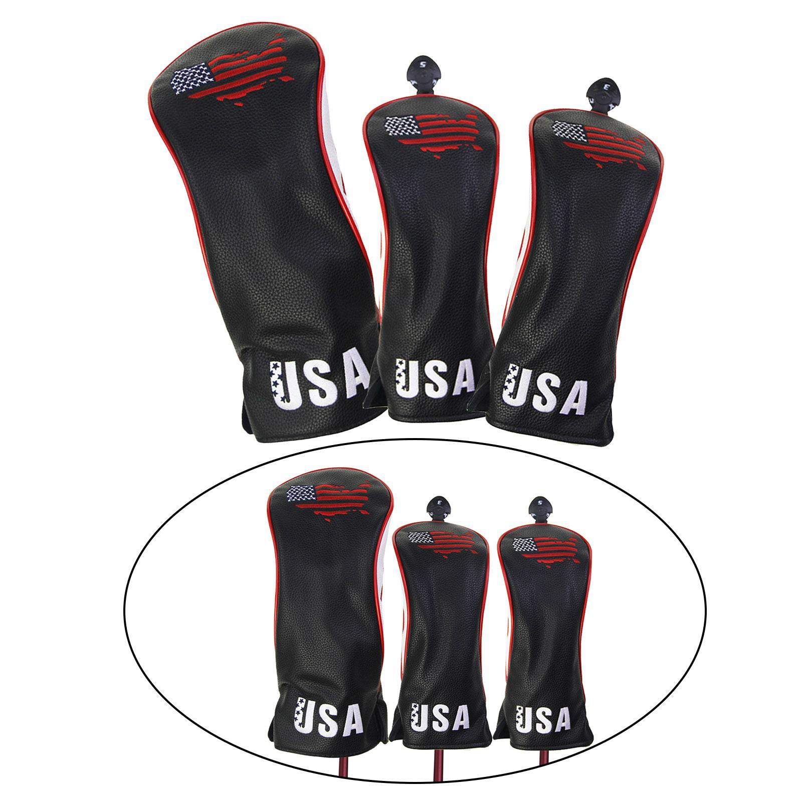 3x Golf Wood Headcover 3 5 Driver Head Cover Protector with No. Tag