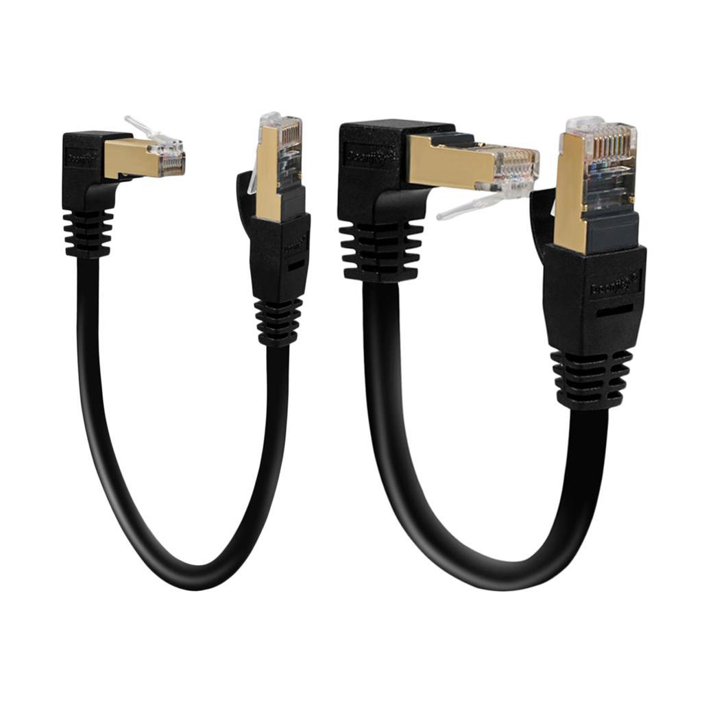 Cat 7 Ethernet Patch Cable Right Angle RJ45 Gigabit Network Cord Black