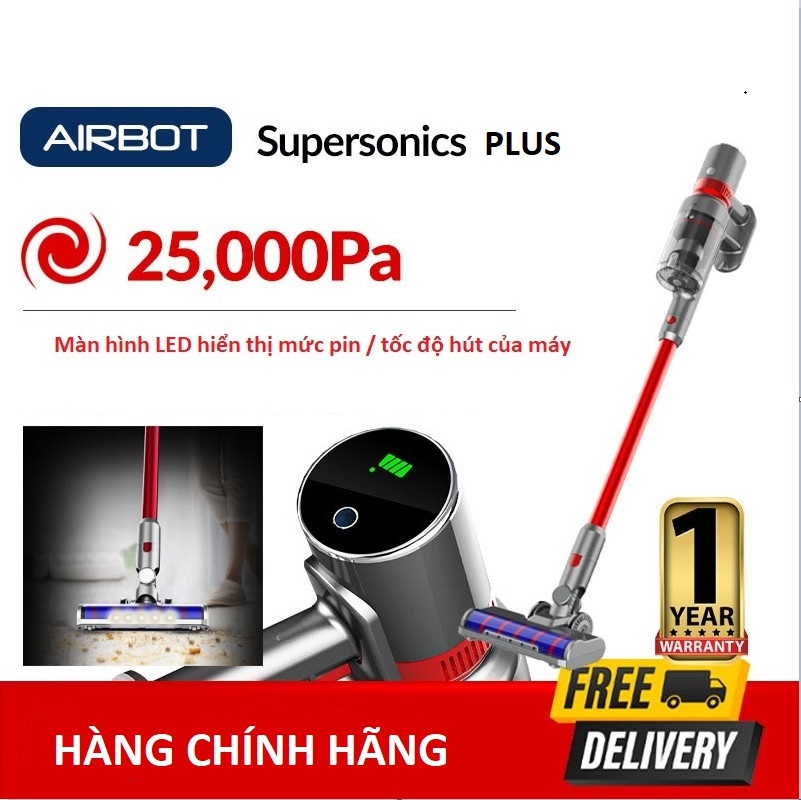 Máy hút bụi không dây cầm tay Airbot Supersonics PLUS PB501 Đèn chiếu sàn. Màn hình hiển thị LED 25.000Pa 3 mức hút.