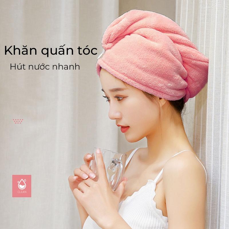 Khăn ủ tóc đa năng, khăn quấn tóc gội đầu cao cấp, vải cotton mềm mại thấm hút tốt Cicico B190