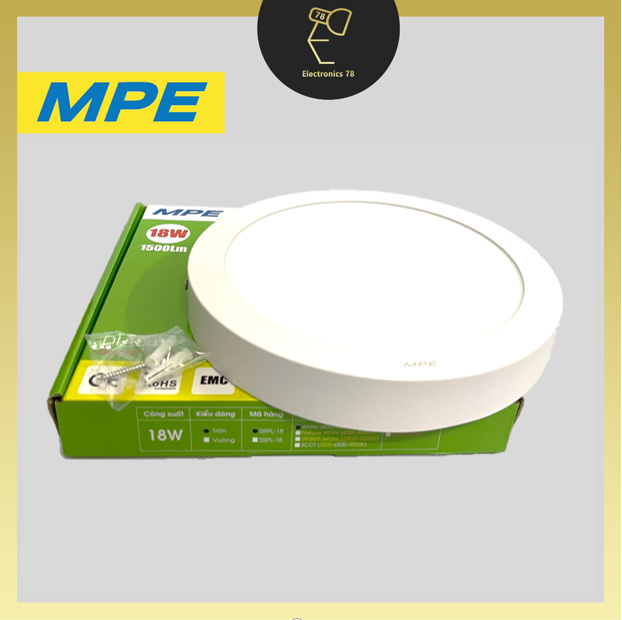 Đèn Led Ốp trần Tròn, Ốp nổi ngoài ban công MPE - Ánh sáng Trắng/Vàng