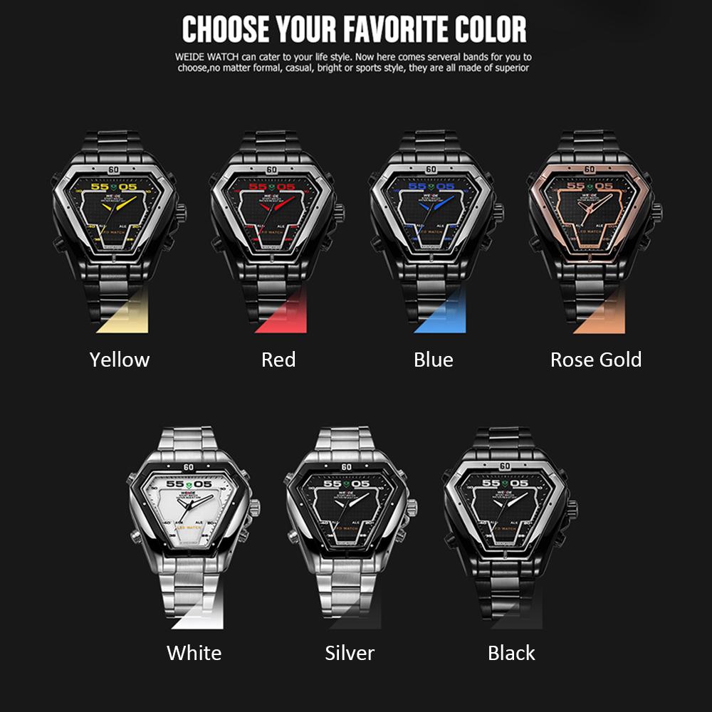 Đồng hồ điện tử kỹ thuật số thạch anh Lịch tháng 3ATM Bộ đếm thời gian chống thấm nước Nam doanh nhân Thời trang giản dị WEIDE WH1102