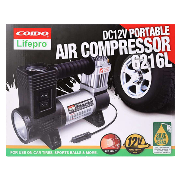 Máy Bơm Lốp Xe Ô Tô Coido 6216L + Tặng Móc Treo Hành Lý Trên Ô Tô