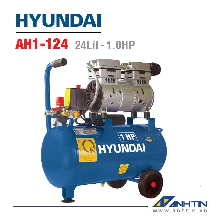 Máy nén khí không dầu HYUNDAI AH1-124 | Dung tích 24 Lít | Công suất 1.0HP | Lưu lượng 80 lít/phút