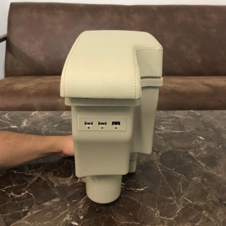 Hộp tỳ tay ô tô cao cấp Mazda 2 dạng khối tích hợp 3 cổng USB