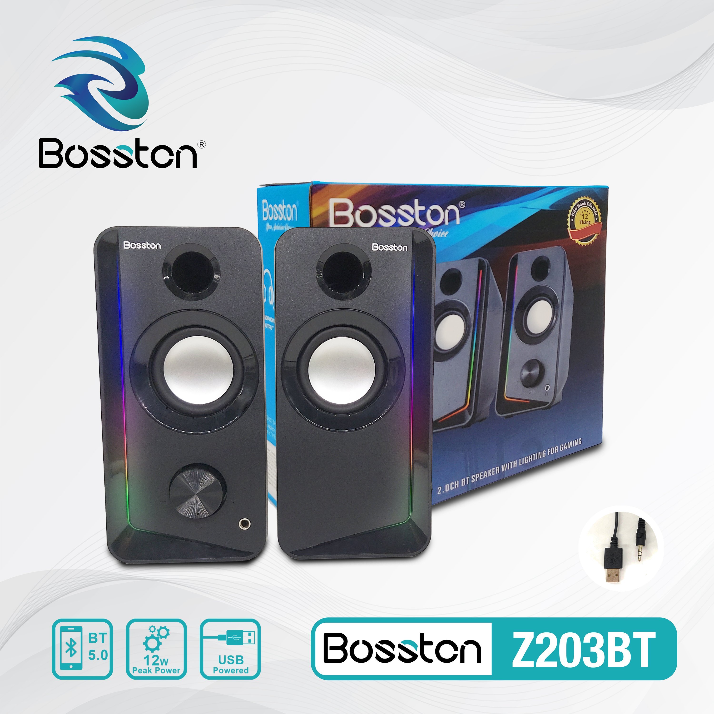 Loa 2.0 Bosston Z203BT LED (Bluetooth) - JL - HÀNG CHÍNH HÃNG