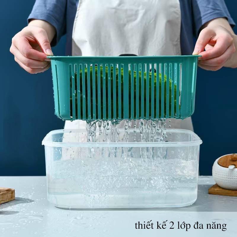 SET 5 HỘP ĐỰNG ĐỒ TỦ LẠNH ĐA NĂNG 2 LỚP CAO CẤP CÓ NẮP ĐẬY, HỘP ĐỰNG THỰC PHẨM CÓ QUAI XÁCH
