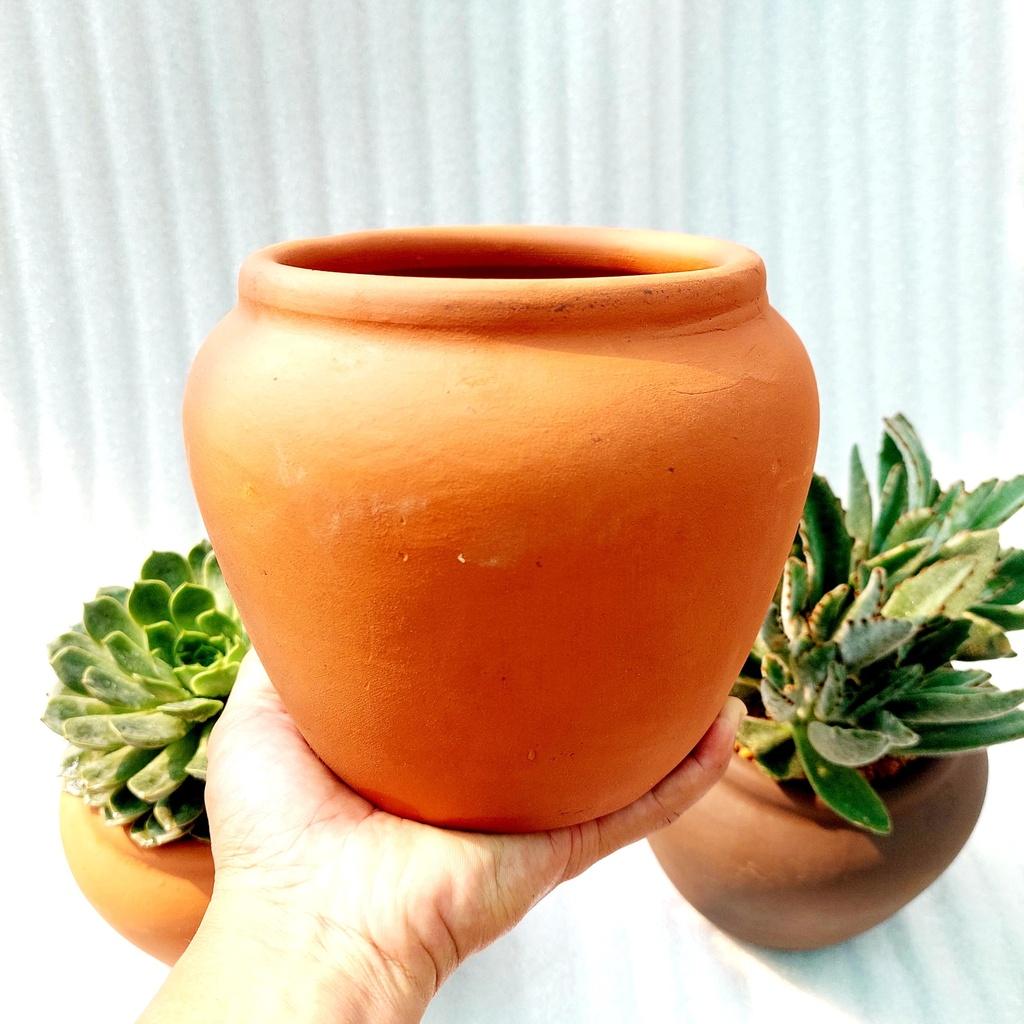 Chậu đất nung - Chum lùn, đường kính miệng 14cm, chiều cao 15cm
