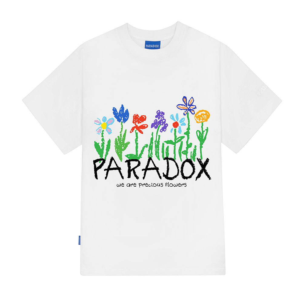 Áo thun form rộng Paradox tay lỡ - Unisex - In hình - FLOWERS - Đen, Trắng