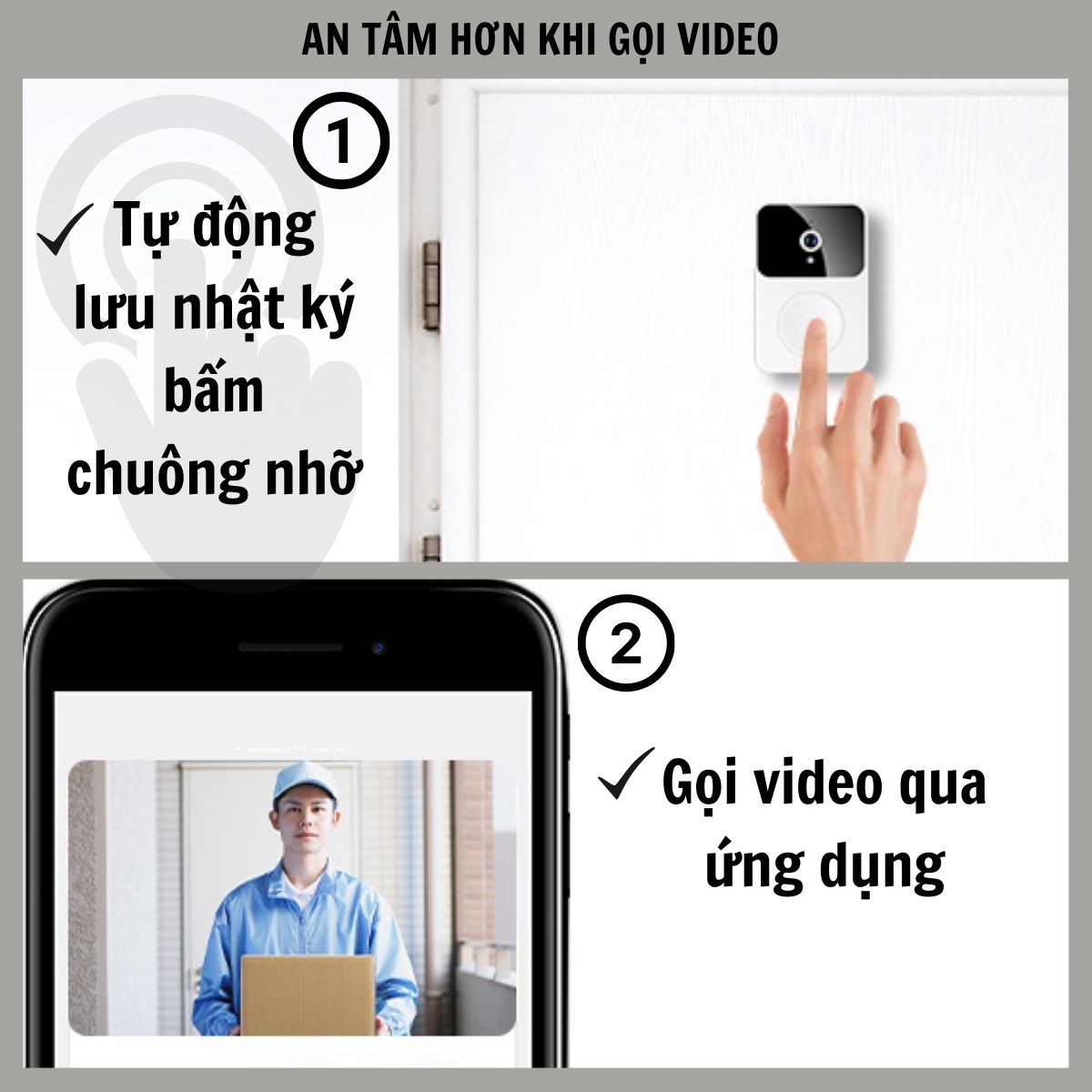 Chuông cửa camera không dây thông minh CTFAST X9- Hỗ trợ video call, thông báo điều khiển từ xa qua app