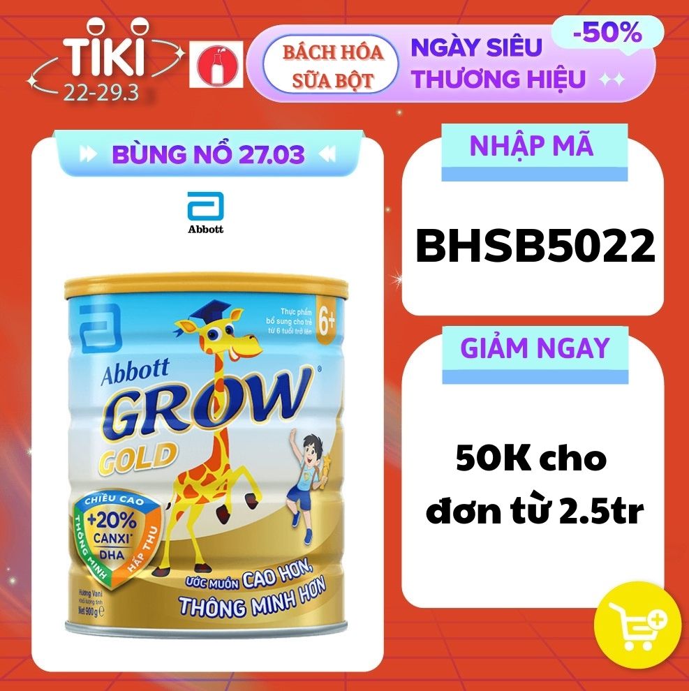 Sữa Bột Abbott Grow Gold 6+cho trẻ từ 6 tuổi trở lên (900g)