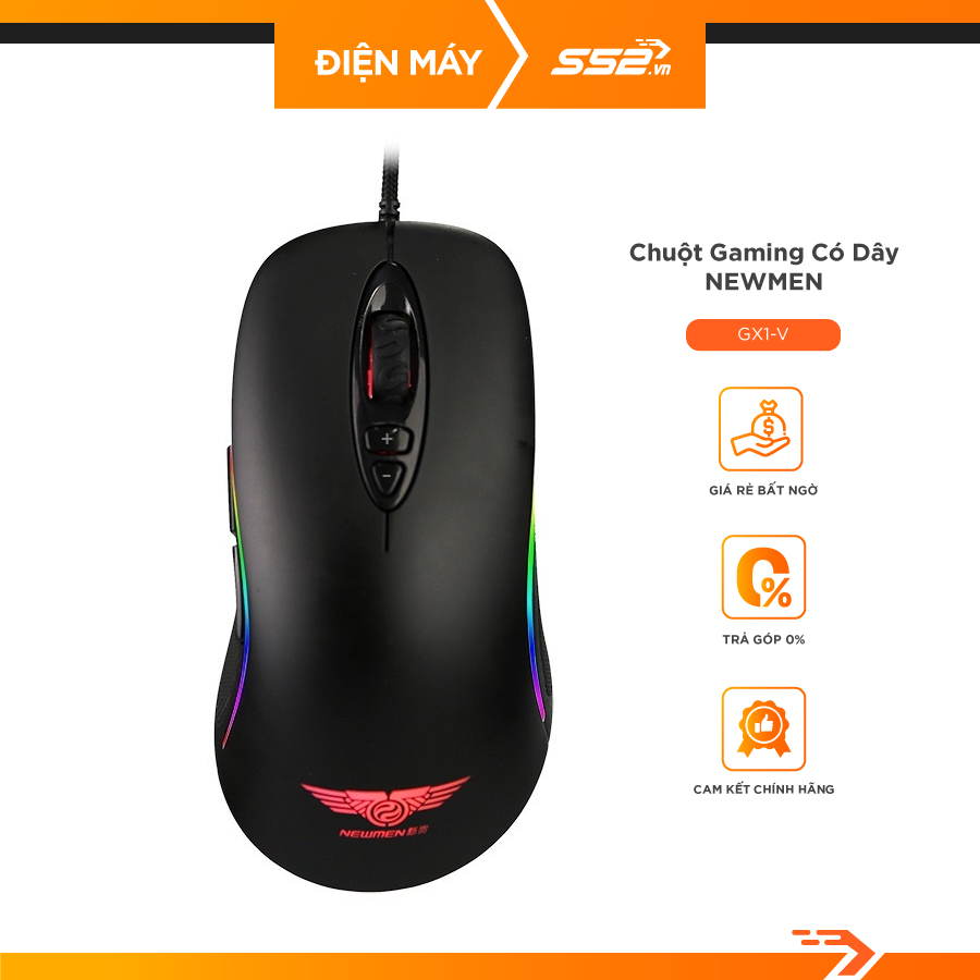 Chuột máy tính có dây gaming newmen GX1-V,Chipset A3050,4000DPI,LED RGB backlit-Hàng chính hãng