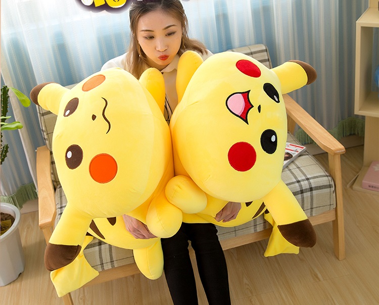 Gấu bông pikachu, thú nhồi bông gối ôm pikachu cao cấp vải nhung co giãn 4 chiều