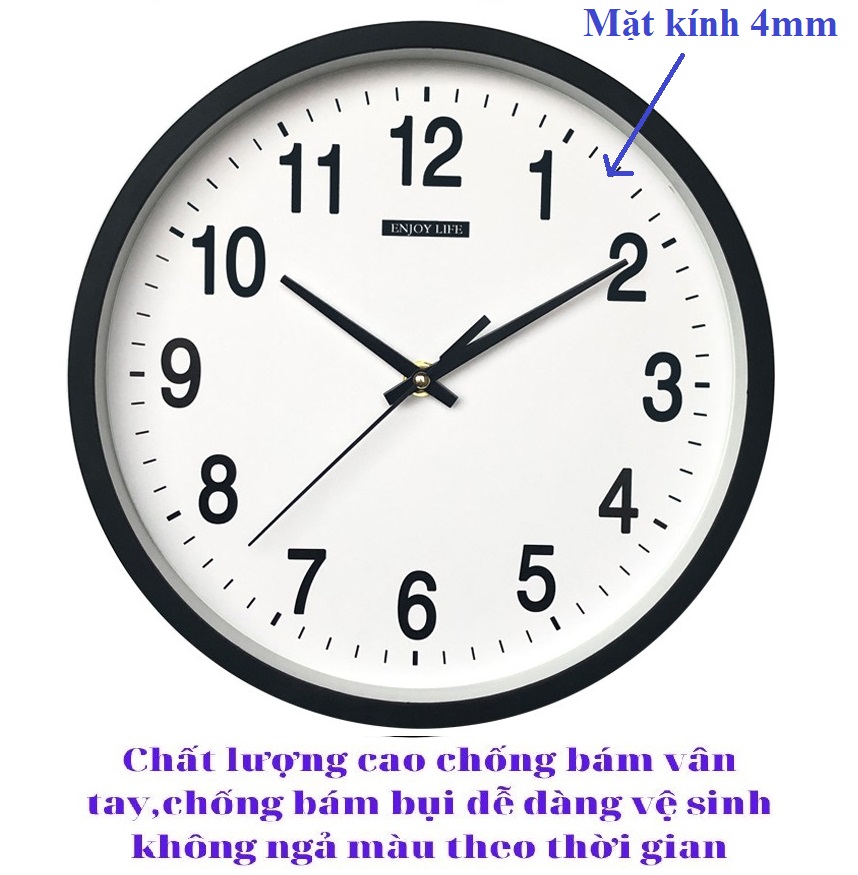 Đồng hồ treo tường tròn kim trôi, đồng hồ treo tường trang trí phòng khách phòng ngủ đường kính 25cm