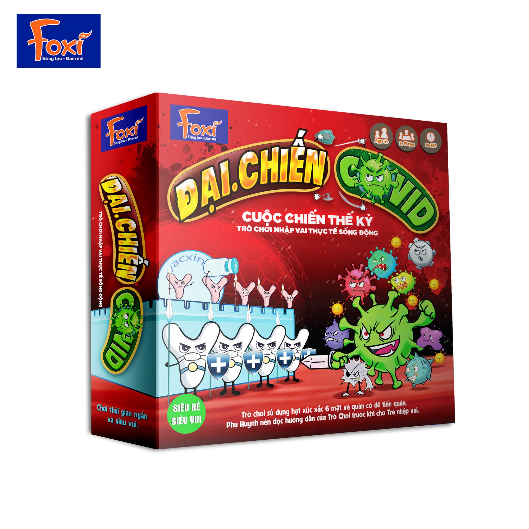 Boardgame-Đại chiến Covid Foxi-game nhập vai chân thực-hấp dẫn-tăng tương tác, kết nối thành viên nhóm bạn bè-gia đình