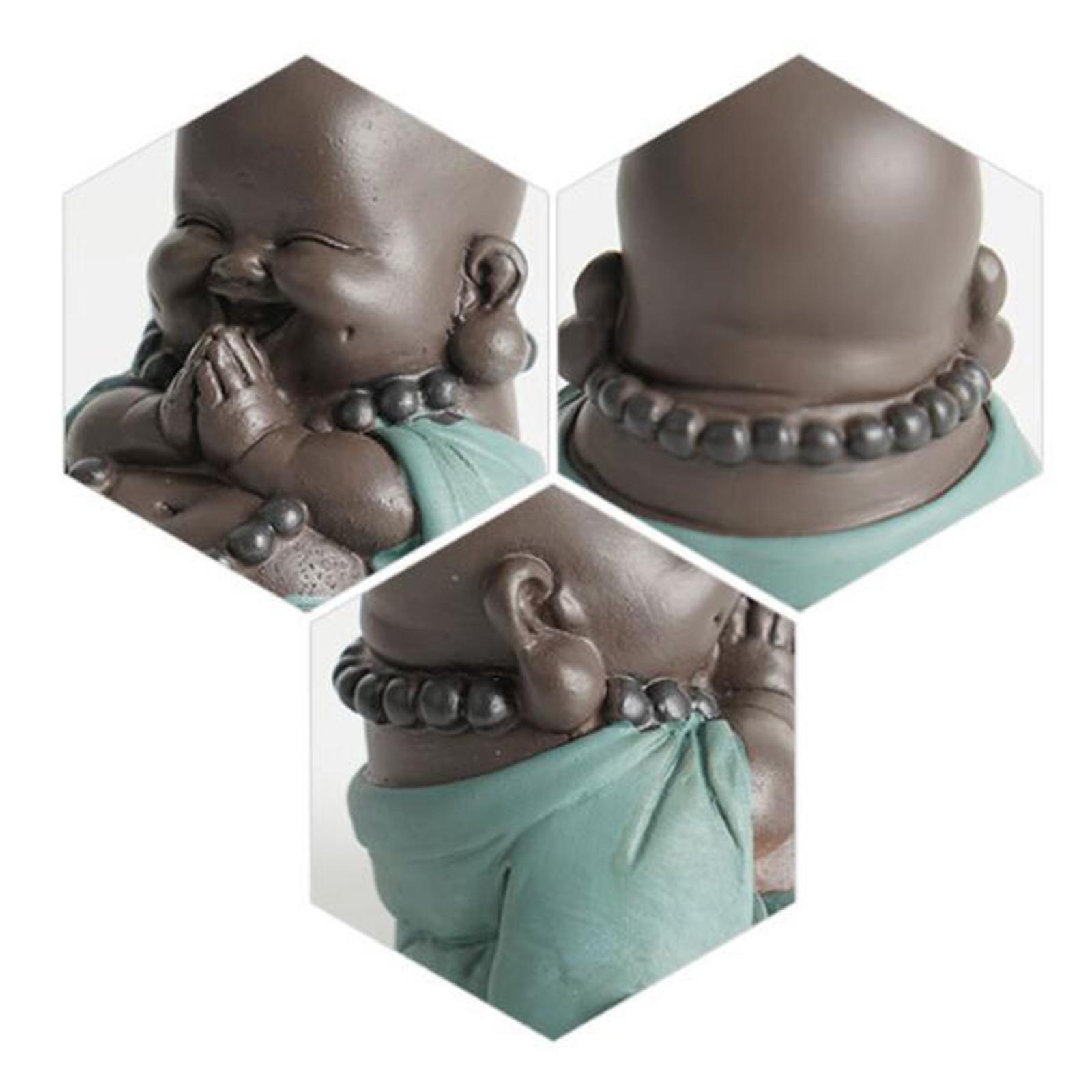 Lovely Smiling Buddha Statue Ornaments tea Handcrafts Little Figurine for Desktop Office Car Decoration Collectible Art