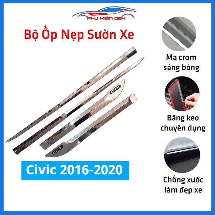Bộ ốp nẹp sườn Civic 2016-2017-2018-2019-2020 mạ crom trang trí làm đẹp xe