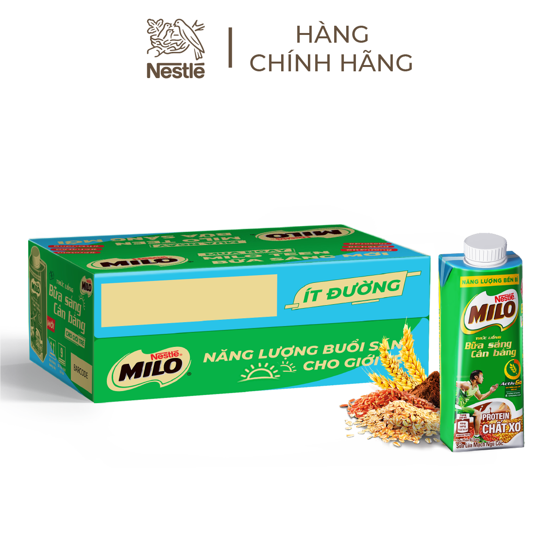 Sữa lúa mạch Nestlé MILO Teen Bữa Sáng Ít đường thùng 24 hộp x 200 ml