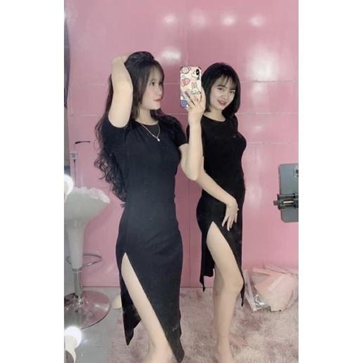 Đầm body dài xẻ tà, đầm ôm xẻ tà dáng dài