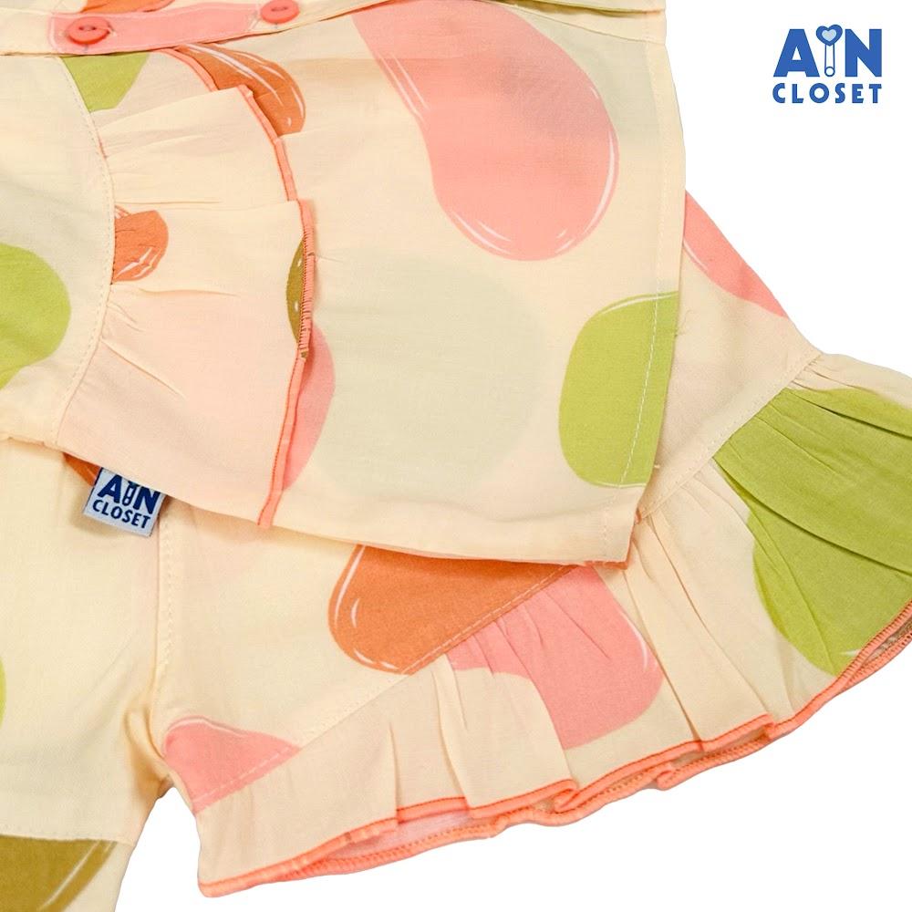 Bộ quần áo Ngắn bé gái họa tiết Bèo Dây Hồng Lanh lụa. - AICDBGUA1DYP - AIN Closet