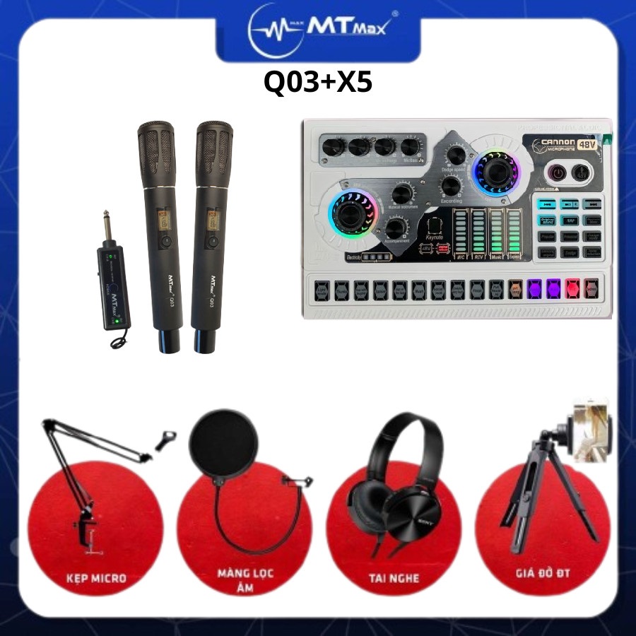 Combo sound card X5 + mic Q03 chuyên hát nhạc livestream tặng kèm full phụ kiện hát nhạc cực hay