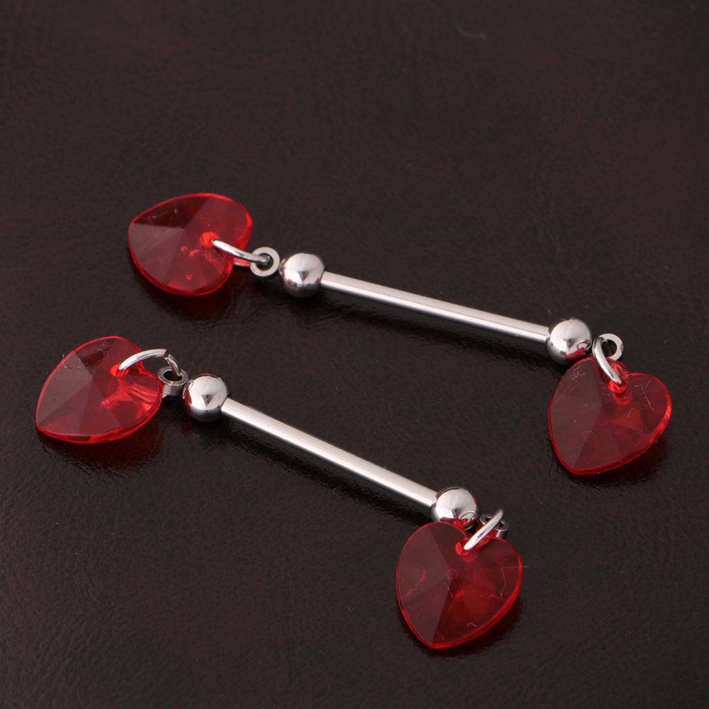 1 Pair Vintage Heart Nipple Bar Ring Stainless Steel Body Piercing Jewelry