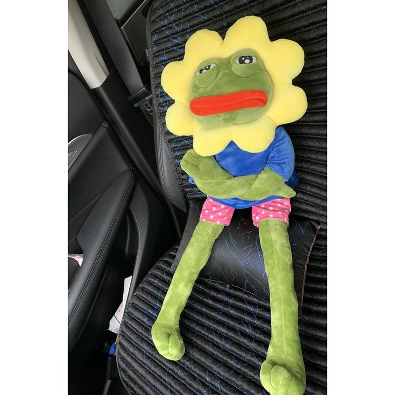 Gấu bông ếch xanh Pepe sad frog 50cm 75cm đội hoa hướng dương siêu bựa dành cho vozer - B