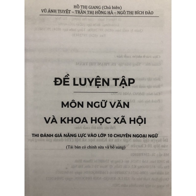 Bộ sách Đề luyện thi vào lớp 10 THPT Chuyên Ngoại Ngữ (Combo Toán - Văn - Anh)