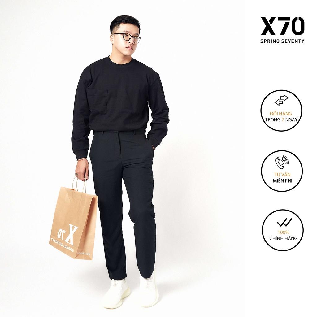 Áo Thun Nam Trơn Kiểu Dáng Cổ Tròn Tay Dài Thiết Kế Có Túi Thời Trang X70 - 06390047
