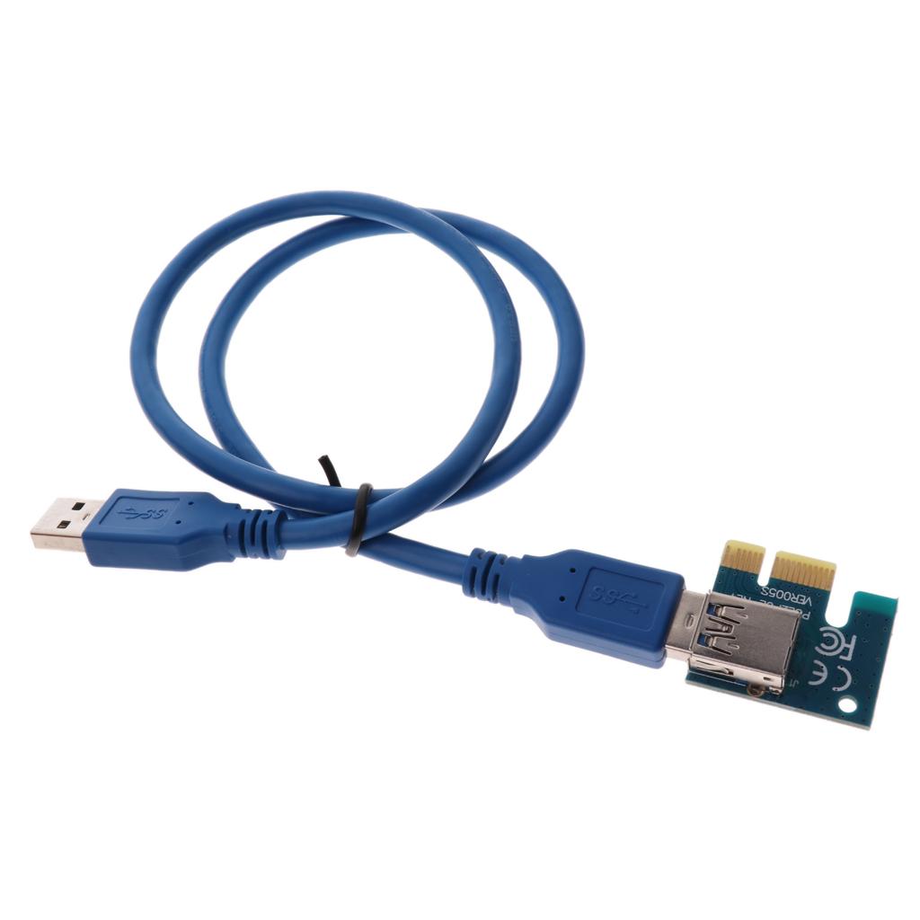 Graphics Card PCI-E 1X to 16X Riser Card with USB Cable & Power Supply Cord