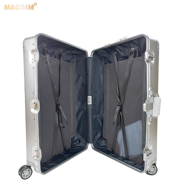 Vali hợp kim nhôm nguyên khối MS1313 Macsim cao cấp màu bạc cỡ 28inches