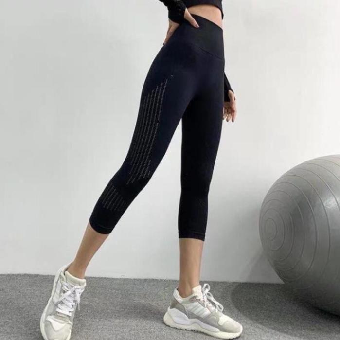 Quần Tập Gym Nữ [LEGGING] Naqi Lửng Lưới [ĐỒ TẬP GYM NỮ]