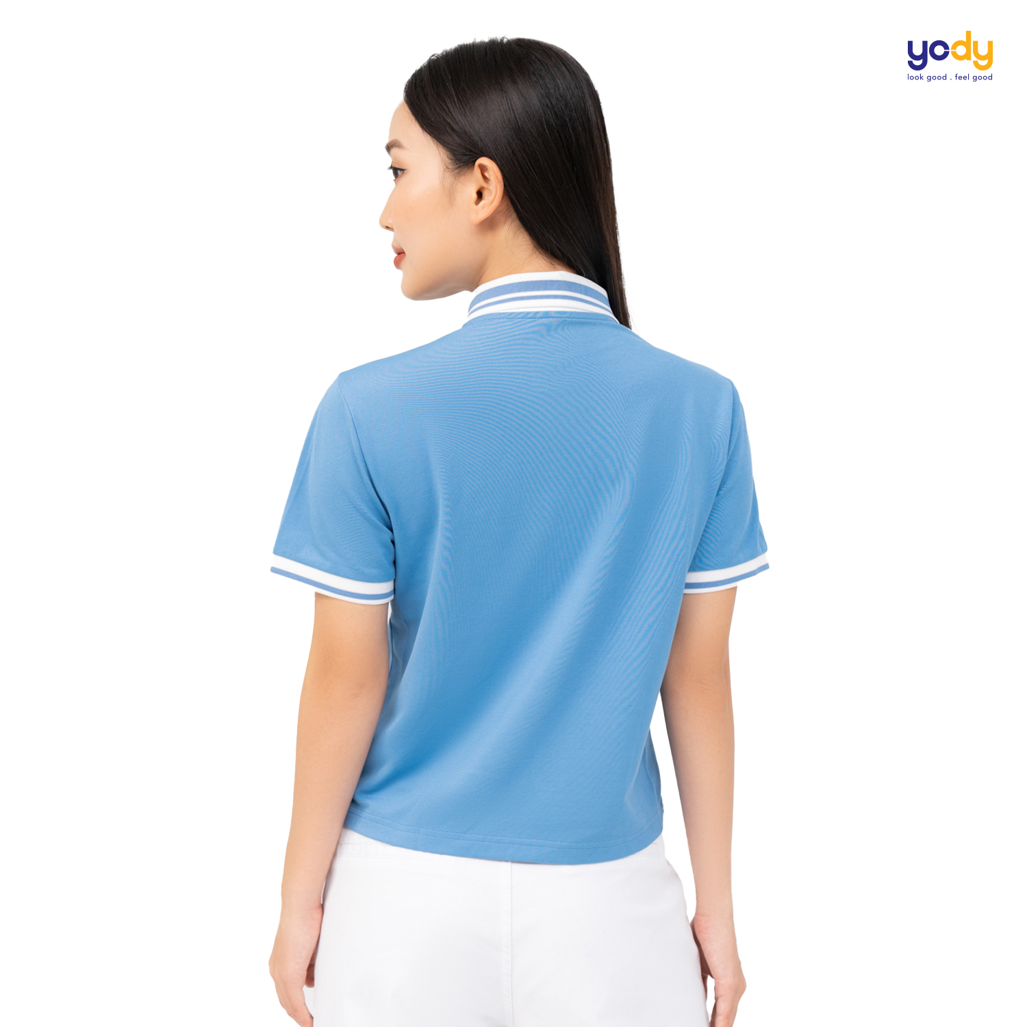 Áo polo croptop nữ YODY vải mắt chim, phối bo trẻ trung, năng động APN6142