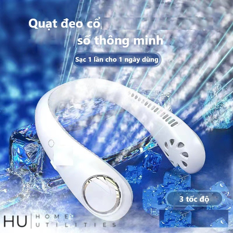 Quạt đeo cổ mini không cánh tích điện thông minh tiện lợi, thời trang, dáng thể thao