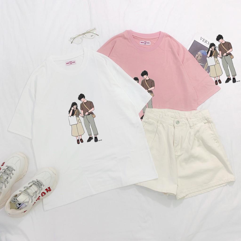 Áo thun tay lỡ Couple Nắm Tay phông Unisex nam nữ tee oversize form rộng pull Ulzzang Streetwear Hàn Quốc vải mềm