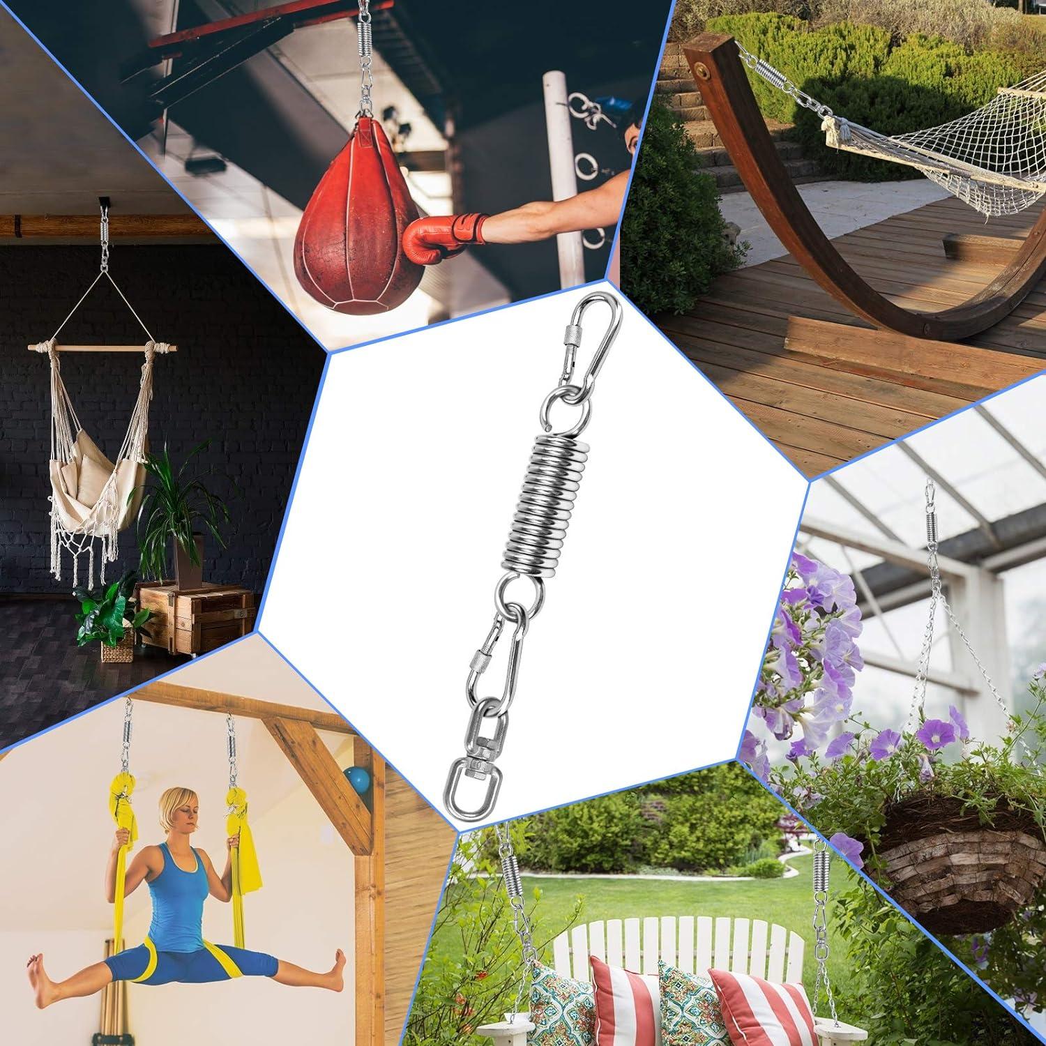 Treo ghế treo, phụ kiện treo ghế lò xo dao động lò xo căng lò xo treo lò xo thép 2 móc gài và xoay 360° Tải trọng lên đến 250kg dành cho giá treo bao đấm, võng tập yoga