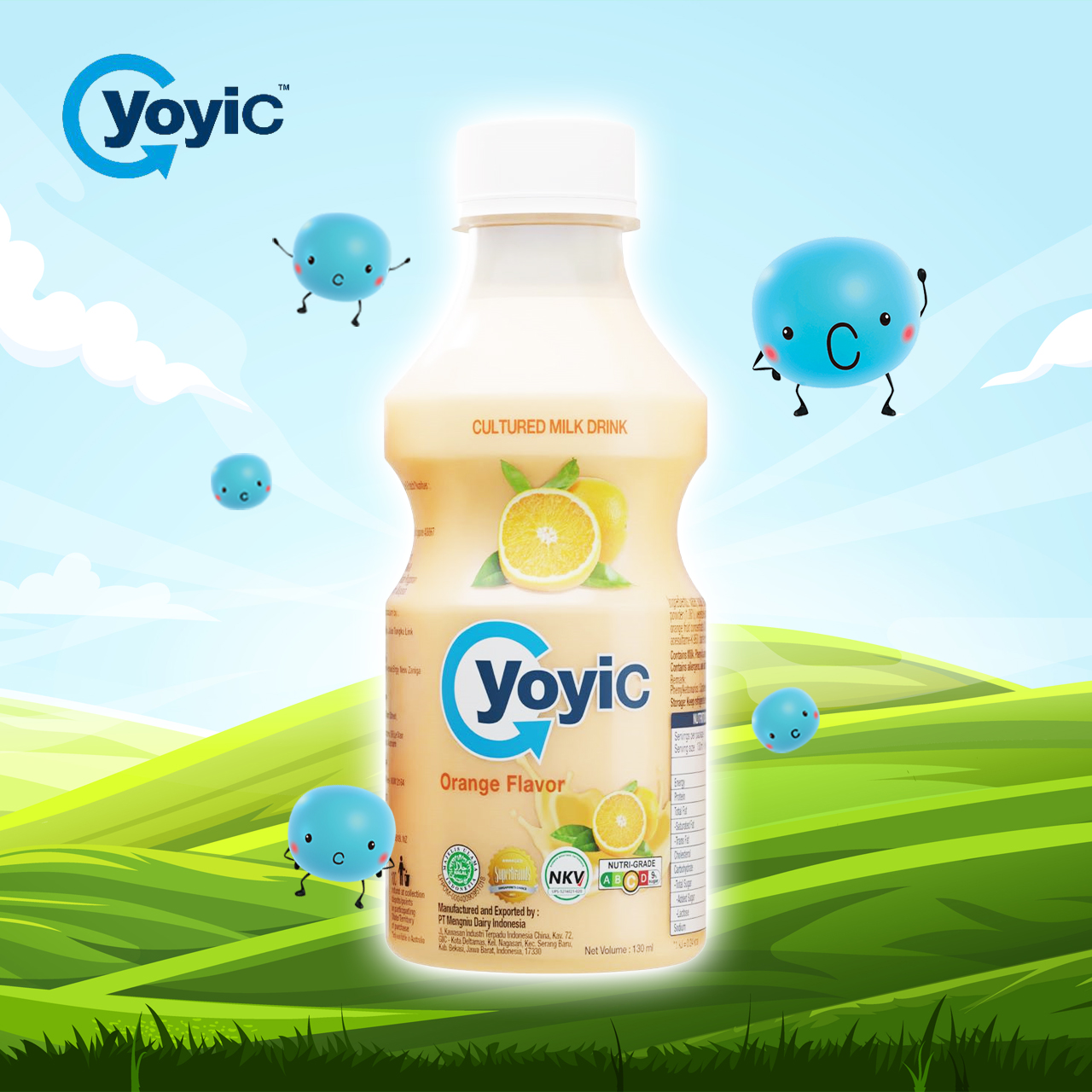 (Lốc 12 chai) Sữa Chua Uống YOYIC Lên Men Tự Nhiên Hỗ Trợ Tiêu Hoá 130ml - Vị Cam