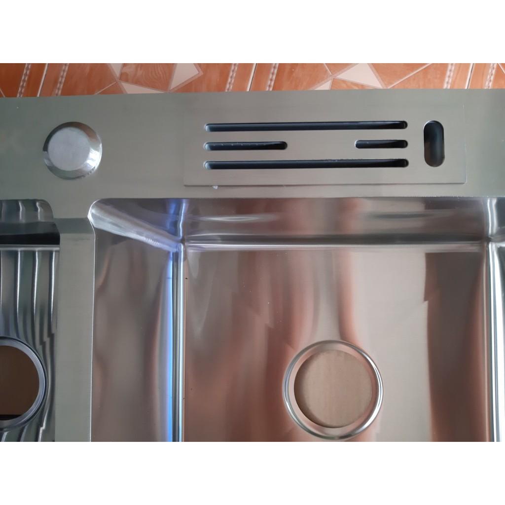 CHẬU RỬA CHÉN INOX 304, 82cm*45cm*23cm,CÓ VẮT DAO,ÚP THỚT CHUẨN INOX 304