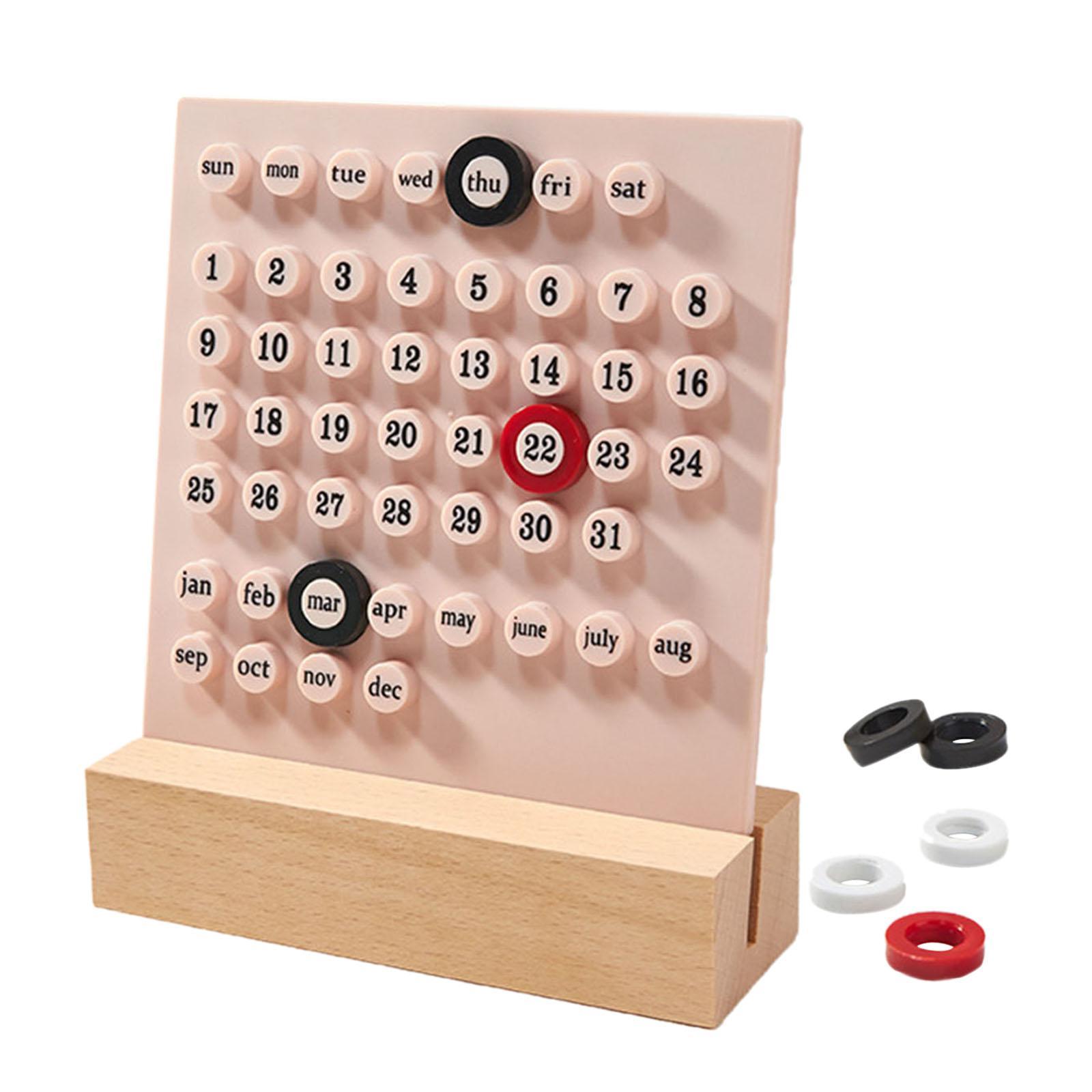 2pcs Wooden Desk Calendar Ornaments Office Date Planner Supplies