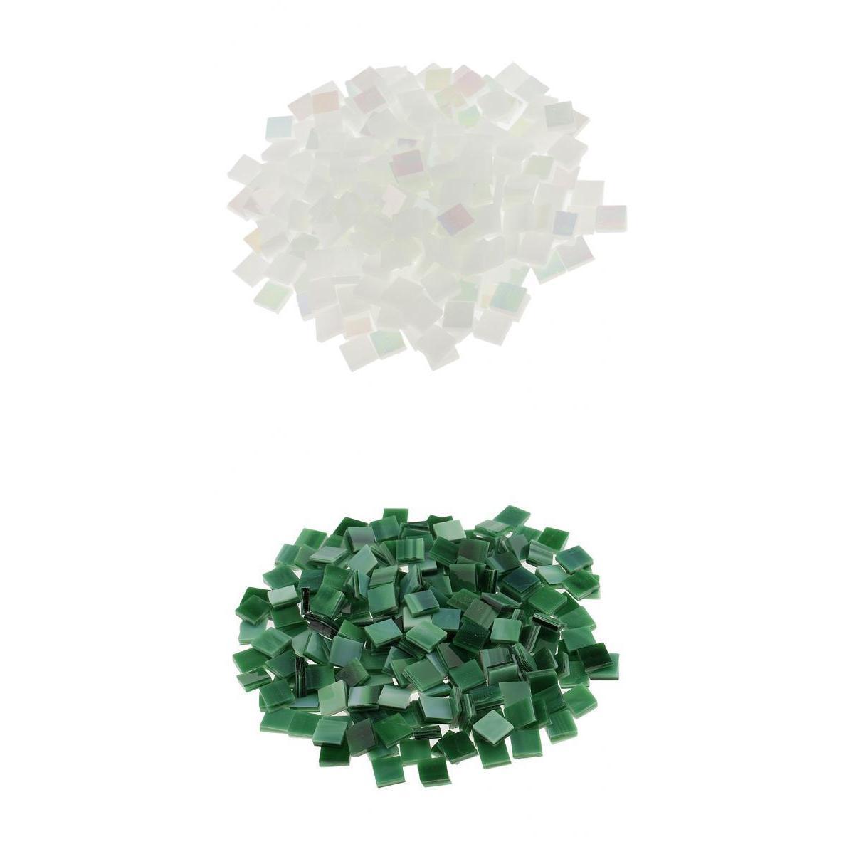 500 Pieces Mosaic Tiles, Glass,1x1cm Square Shapes DIY Crafts Supplies for Plates Picture Frames Flower Pot Handmade Jewelry Home Decor