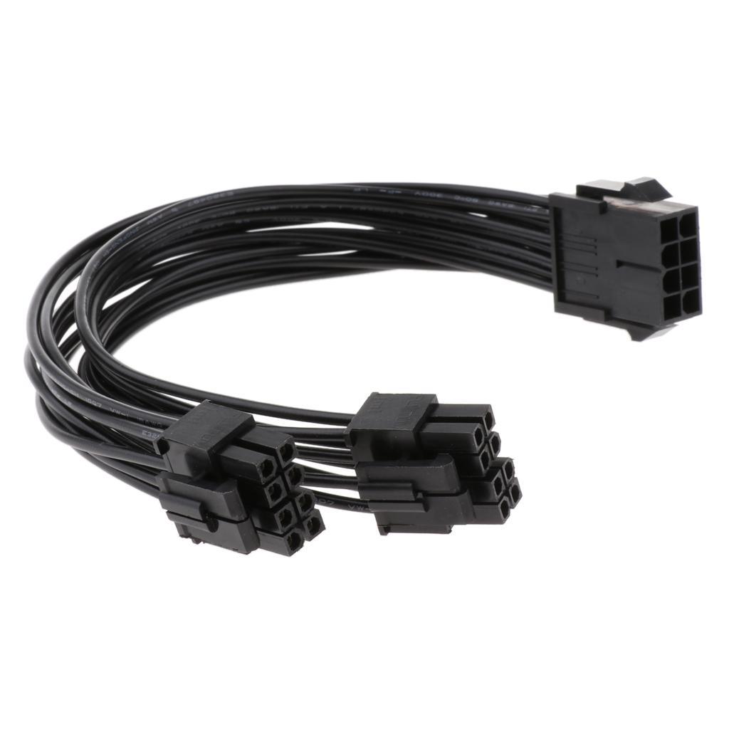 5X CPU 8 Pin to Dual CPU 8 Pin PSU Power Adapter Cord Extension Cable