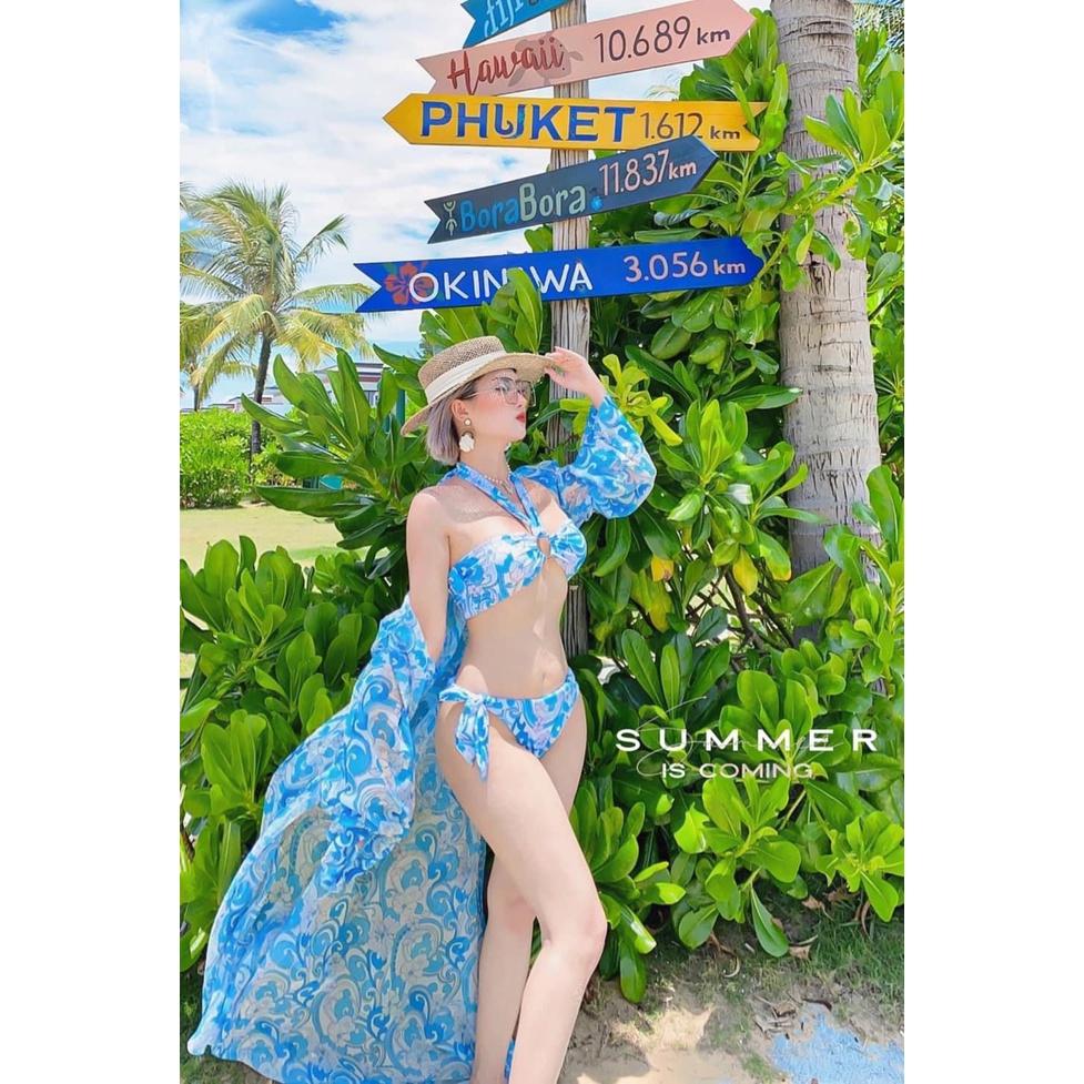 ĐỒ BƠI ĐI BIỂN, SÉT 3 MÓN BIKINI KÈM ÁO CHOÀNG MẪU MỚI SEXY SANG CHẢNH ODERI 507