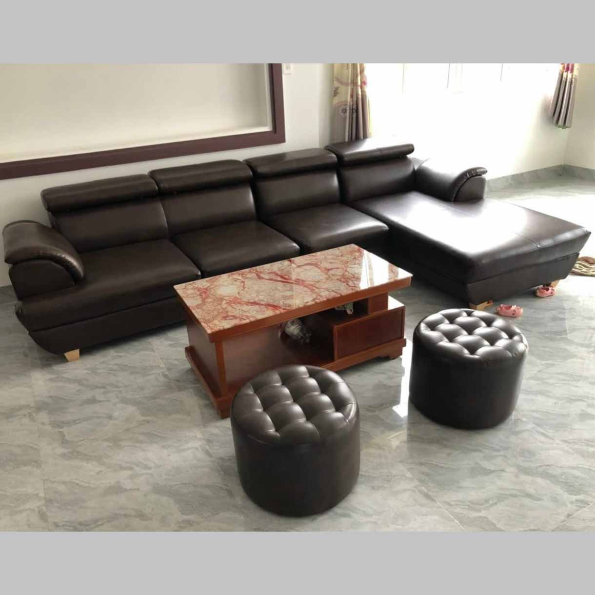 Ghế sofa da phòng khách góc chữ L 3mx1m6