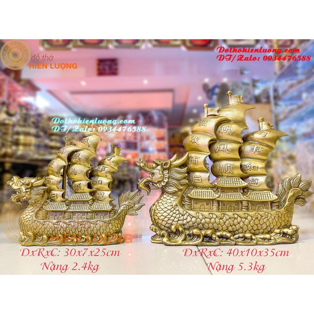 Thuyền Đầu Rồng - Thuận Buồm Xuôi Gió Màu Vàng Bằng Đồng Thau Nguyên Chất Phong Thủy Các Cỡ